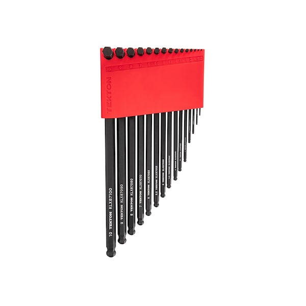 Short Arm Ball End Hex L-Key Set with Holder, 15-Piece (1.3-10 mm)